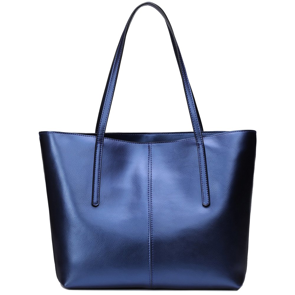 Handbag Genuine Leather Tote Shoulder Bags Soft Hot Blue :v